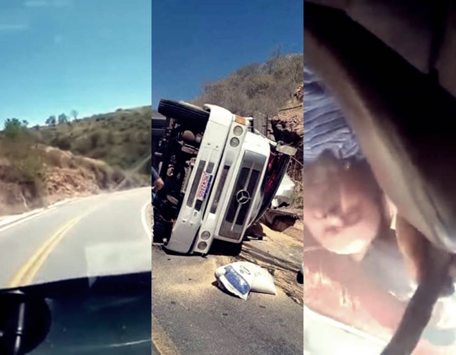 Video: Caminhoneiro com caminhão sem freio filma seu própio acidente