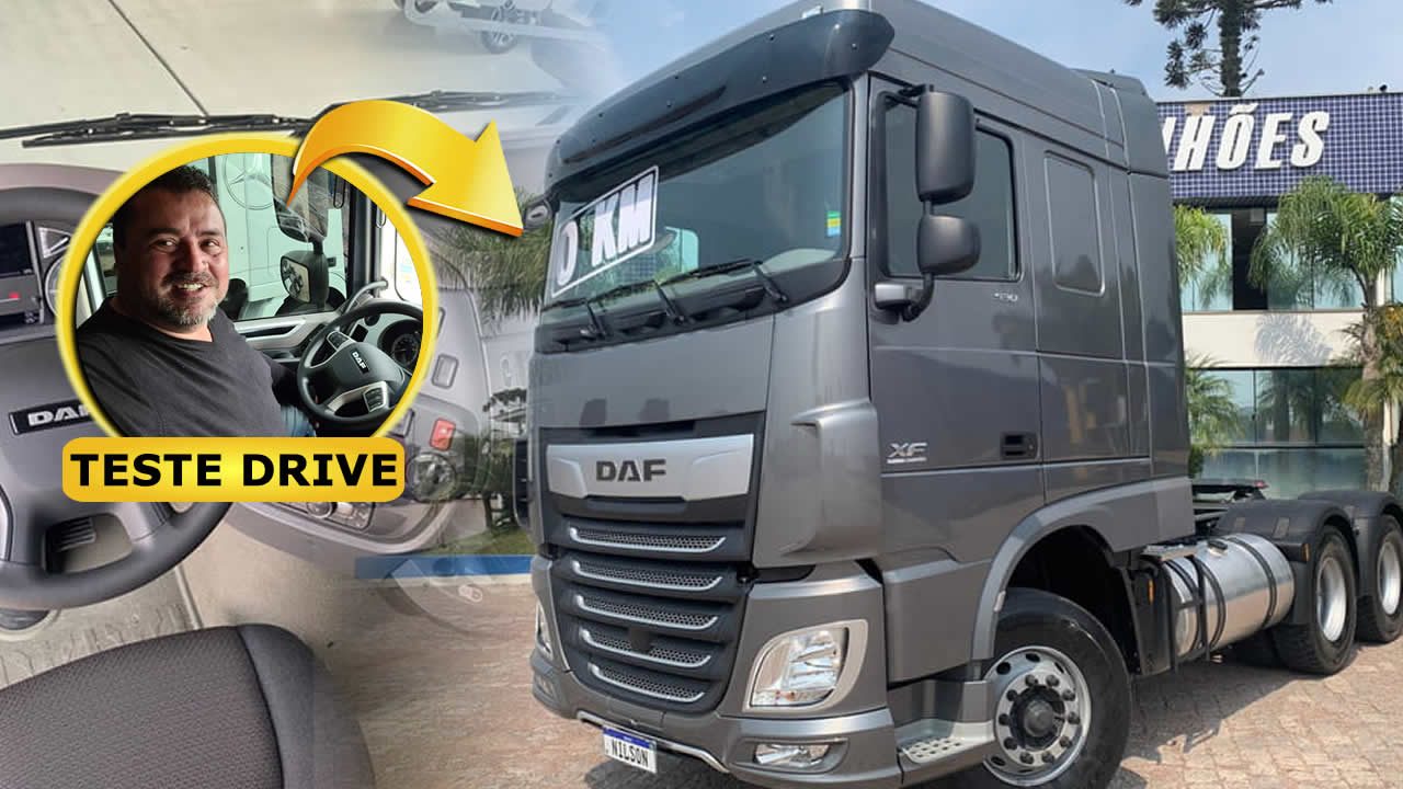 O caminhoneiro e youtuber Jair faz test drive em um caminhão DAF – XF 0KM e fica impressionado