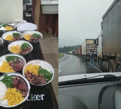 Dono de restaurante se emociona ao distribuir marmita entre caminhoneiros