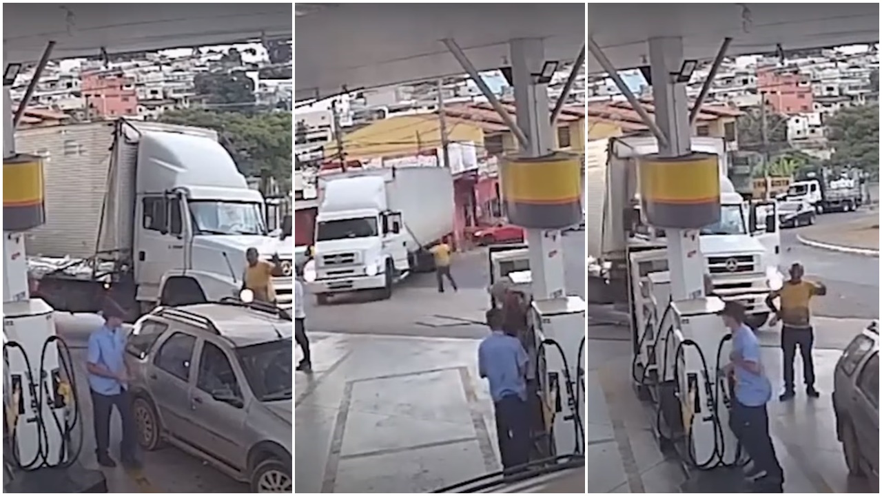 Motorista sai para pedir informação e caminhão desce rua sozinho em Goiás