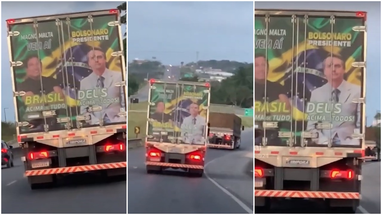 Mais um caminhão é flagrado com adesivo do Bolsonaro
